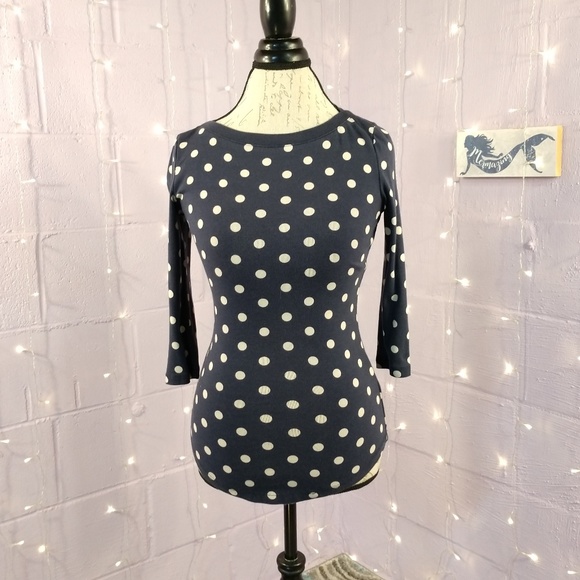 Cynthia Rowley Tops - Cynthia Rowley Navy Blue Polka Dot Top